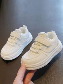 1 Pair Children Classic White Casual Sneakers, Comfortable & Fashionable - White - View 3