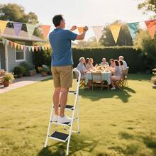 Royalswill Portable Folding Step Ladder, 2/3/4-Tier Ladder, Rubber Non-Slip Platform, Anti-Slip Household Folding Ladder, Multi-Purpose Load Capacity 330 Lbs, Foldable Step Ladder, Suitable For Kitchen, Office, Bathroom And Garage Use - 4級 - 查看 7