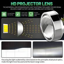 2 piezas Faro LED con lente proyectora H7 H4 H11 9005 9006 HB3 HB4 Bombilla de coche 6000K Canbus Turbo de alta potencia Mini lámpara de niebla - A - Ver 5