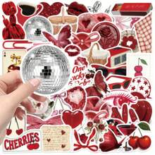 50张Y2K复古风格贴纸，包括都市女孩贴纸、Y2K主题红色贴纸、樱桃复古贴纸、Y2K贴纸、Y2K都市风格贴纸、Y2K礼物、90年代复古贴纸、情人节贴纸、DIY涂鸦贴纸、复古防水乙烯基贴纸，适用于笔记本、电脑、剪贴簿、行李箱、水瓶、手机等。 - 彩色 - 查看 2