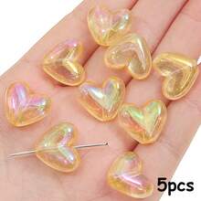 beadia 5颗17x15毫米3D亚克力透明心形珠子 - 闪亮心形工艺材料，适用于DIY珠宝制作，如项链、耳环、手链和钥匙扣，表面光滑亮泽 - 愛心珠 - 查看 10