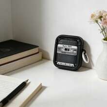 Retro Cassette Tape Design Protective Case Compatible With Apple Bluetooth Wireless Earphones, Anti-Scratch And Drop Protection Cover - Transparent Blue - View 5