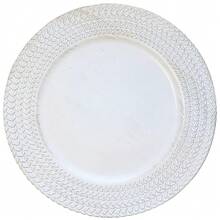 13\ Antique White Leaf Trim Round Charger Plates For Dinner, Table Chargers Plates Bulk, 6Pcs - 葉白 - 查看 1