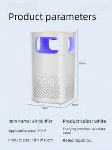 OBOVAY 高效负离子空气净化器：USB供电，去除雾霾和灰尘，营造清新健康的家居、卧室和办公环境 - 白色 - 查看 10