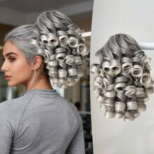 14英寸深波浪耐热合成爪形马尾假发，有黑色、棕色、渐变棕色、灰色可选，适合女性在圣诞节、万圣节、音乐节、派对和日常佩戴。 - 拼色 - 查看 28