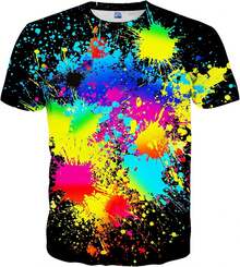 Hgvoetty Unisex 3D Print-Shirts Short Sleeve Graphic Tees Men And Womenmen's All Over Print-Shirt - 色彩繽紛的畫作 - 查看 1