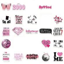 100张粉色银色幸运美学贴纸，Y2K贴纸，Y2K核心贴纸，Y2K礼物，复古贴纸，90年代贴纸，艺术贴纸，卡通贴纸，涂鸦贴纸，乙烯基贴纸，适用于水瓶、保温杯、吉他、行李箱、手机、手机壳、笔记本电脑、滑板，也是很棒的礼物。 - 多色F - 查看 3