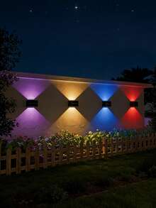 2pcs Outdoor Solar Powered Garden Lights, Warm White/White/RGB 3 Color Options, 9 Lighting Modes, Suitable For Garden, Villa, Fence, Yard, Valentine's Day Garden Decor And Holiday Party Decoration Solar LED Fence Lights - Black - View 9