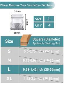 4/8/16/24件套加厚TPE硅胶家具腿垫，透明椅套，降低噪音并保护地板，耐用家具脚垫，适用于桌子、椅子、沙发和茶几（圆形、方形） - 透明淺灰 - 查看 19