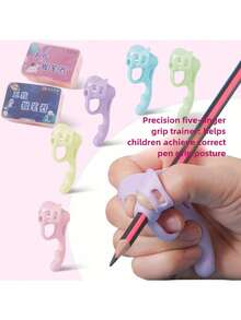 1/2/3/4/5/10PCS Pencil Grip Posture Corrector, Beginner Pen Control Training Grip, Random Color, Back To School - Pen Grip for Beginners - View 5