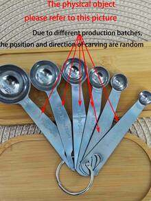 茶匙、汤匙和量匙：6 件套不锈钢烘焙烹饪量匙，金属厨房量具，适用于干湿食材，圣诞派对用品 - 彩色 - 查看 8