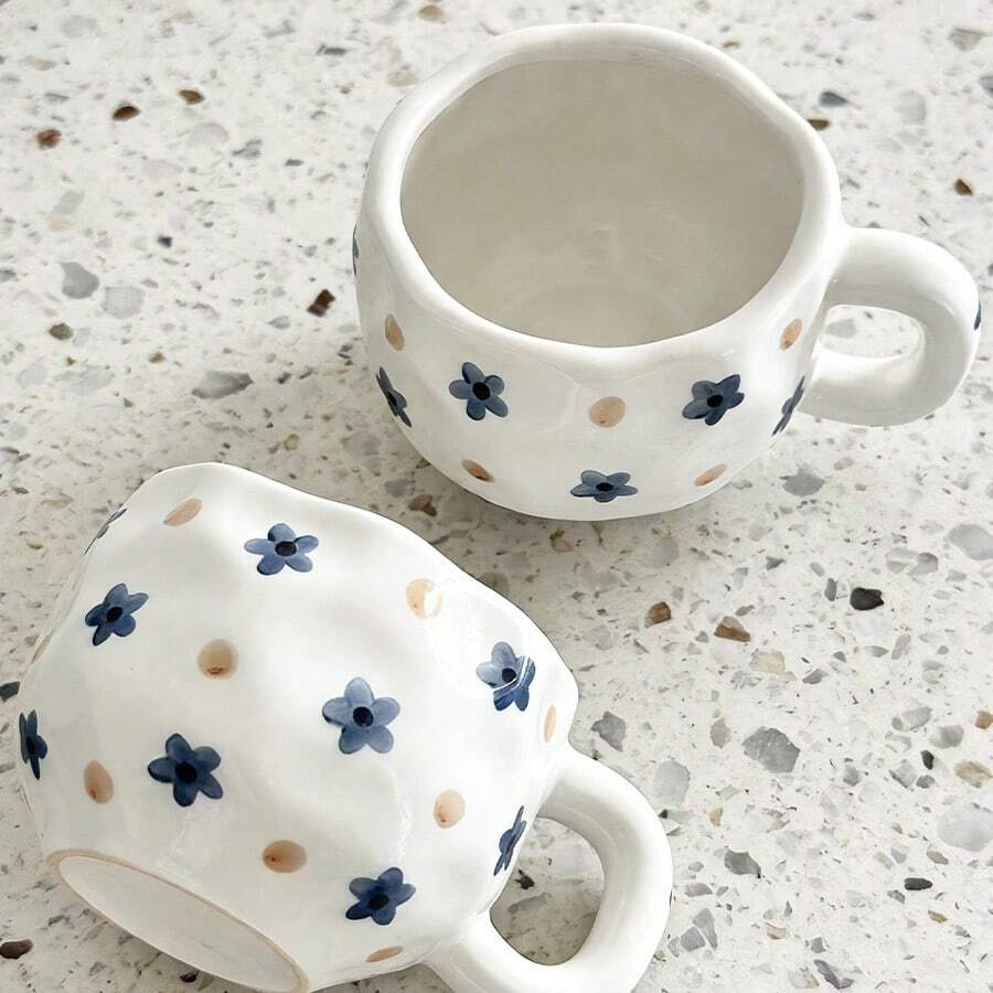 Taza de cerámica, taza de café, vaso de agua, taza de leche, juego de porcelana de pareja con patrón floral, porcelana de hueso blanco puro - taza - Ver 1