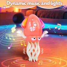 pulpo eléctrico bailarín con música y luces juguete sensorial recargable para bebés y niños regalo - Rosa - Ver 4