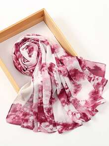 1件装女士新款碎花雪纺头巾，轻盈印花薄纱头巾，柔软透气，适合日常佩戴 - 彩色 - 查看 6