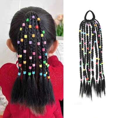Girls Braided Ponytail Wig, Lightweight Colorful Braided Hair Extensions With Hair Ties, Comfortable And Easy To Use, Suitable For Parties And Special Occasions