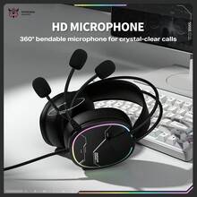 ONIKUMA Wired X Series Gaming Headset, Wired RGB Lighting, Noise Isolation Design, Suitable For PC Gaming, Dual Interface For Multi-Device, High-Fidelity Sound Quality, USB + 3.5mm Dual Connector, Applicable To Desktop And Laptop, Illuminating Effect - Multicolor - View 10
