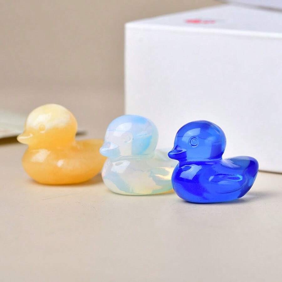 Exquisite 30mm Handcrafted Natural Stone Duck Figurine Charm - Perfect For Animal Lovers And Fashion Enthusiasts - Multicolor - View 1