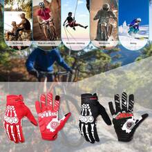 Guantes de ciclismo de esqueleto para motocicleta, guantes acolchados de montaña, para hombres y mujeres, resistencia al aire última intervensión, para ciclismo, escalada, senderismo, guantes de dedo completo. - Rojo - Ver 6