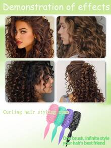 Flex Curl Styling Brush Curl Hair Brush,Curl Defining Hair Brush,Shaping & Defining Curls For Women, Curly Hair Styling Brush For Combing And Shaping,Reduce Pulling And Curl Separation For Defined Curls,Designed By Candybrush - 彩色 - 查看 8
