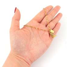 1 pieza Nuevo colgante de bota de vaquero occidental rectangular dorado de acero inoxidable con cadena de labios para mujeres - Amarillo Oro - Ver 3