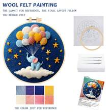 1 Set Unfinished Romantic Balloon Wool Felt Painting DIY Craft Kit, Easy To Learn, Includes Tools, 20*20cm - Multicolor - View 3