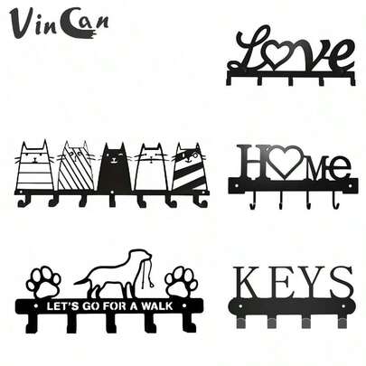 VINCAN 1pc Creative Metal Key Hook, Fashionable Cat/Dog Paw Print Design, Wall-Mounted Storage Rack, Suitable For Hanging Coats And Accessories, Easy Installation, Space-Saving, Home Decor