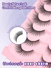 7 Pairs Cat Eye Elongated Natural Look False Eyelashes, 3D Realistic Wispy Lashes - Cat Eye Lashes - View 6