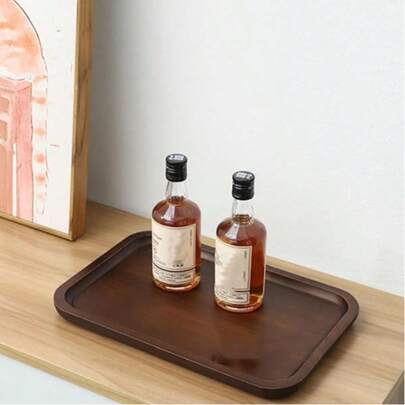 1pc Rectangular Wooden Tray, Ideal For Home Use, Suitable For Breakfast, Bread And Desserts, Perfect For Kitchen, Home And Dining Room - Wood Material, Essential Household Item, Suitable For Festival