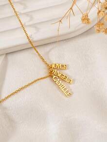 18K Gold Vertical Name Necklace, Family Name/Kids Name Necklace, Custom Multi Name Necklace, Personlized Family Gift, Mother's Day Gifts - Gold - View 9