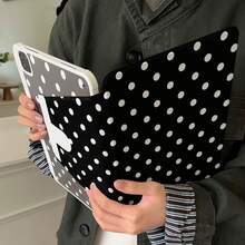 Minimalist Solid Black Polka Dot Rotatable Flat Protective Case Suitable Compatible With Apple IPad 11th Generation Tablet, IPad Pro 2025 New Model, Cute 10th Generation IPad Air 7/6 With Pencil Slot, Anti-Bending 11-Inch Tablet Protective Cover For Girls - Black - View 2