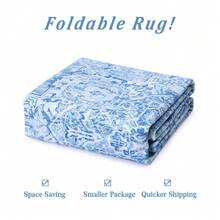 Vintage Distressed Area Rug Machine Washable Rug For Living Room, Non-Slip Stain Resistant Carpet Accent Rug Retro Medallion Floor Cover For Home Decor - Blue - View 10