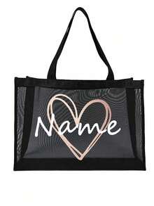 Sac fourre-tout en maille personnalisable et sac cosmétique, votre propre conception, nom personnalisé, logo, texte, sac pliable de grande capacité pour femmes, sac à main mode léger, sac à bandoulière, sac de courses décontracté, sac cadeau classique, personnalisable, convient pour le mariage, l'anniversaire, les vacances à la plage, l'usage personnel ou le cadeau pour les amis, la mère, l'enseignant, la Saint-Valentin - Multicolore - Voir 5