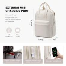 LOVEVOOK Laptop Backpack For Women, 17 Inch Travel Laptop Bag, Waterproof Computer Backpack Purse For Work Teacher Nurse, Durable Casual Daypack - Màu be - Xem 6