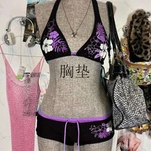 Summer Beach Women's Bikini Sexy Y2K Streetwear Fashion Women's Clothing - Bộ đồ màu tím + miếng lót ngực - Xem 12
