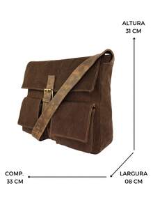 Vintage Style Messenger Bag, Canvas Crossbody Bag, University Style - Rust Brown - View 2