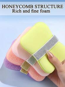 2/1个肥皂袋沐浴海绵家用沐浴球清洁工具，柔软灵活的沐浴海绵，易于操作，泡沫丰富。 - 彩色 - 查看 6