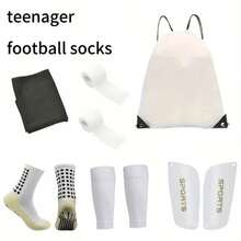 5pcs/Set: Soccer Mid-Calf Leg Warmers + UV Protection Arm Sleeves + Protective Leg Sleeves + Sports Straps + Drawstring Backpack, Unisex Professional Non-Slip Adhesive Leg Warmers For Soccer, Running And Outdoor Activities - Multicolor - View 15