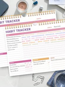 1pc Minimalist Habit Tracker Desk Planner, 12 Pages Self-Care Planner Calendar With Monthly & Weekly Habit Logs, Spiral Habit Journal For Women Home Office Supplies - Habit Tracker - View 3