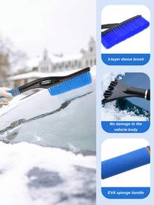 Extendable & Adjustable Length Multi-Functional Car Snow Shovel & Ice Scraper Tool, ABS Scraper Head And Non-Slip Handle, Efficiently Removes Snow And Frost On Car Windows - A - View 2