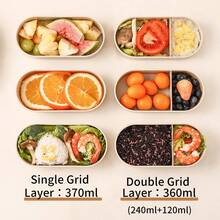 2pcs/Set Kotak Makan Siang Plastik Bertumpuk 730ML dengan Sekat, Kotak Bento Oval Portabel dengan Tali Kartun Lucu, Wadah Penyimpanan Makanan Salad Buah untuk Persiapan Makanan & Pengontrolan Porsi, Wadah Makan Siang Microwave, Untuk Penggunaan Pelajar dan Dewasa di Rumah, Sekolah, Kantor, Piknik - MultiWarna - View 4
