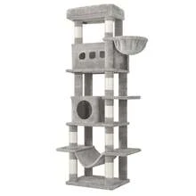 Hzuaneri 170 Cm Large Cat Tower For Indoor Cats,Cat Tree,  Multi-Level Cat House With Condo, 8 Scratching Posts, Hammock - Light Grey - View 5