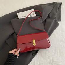 Women's Retro Faux Leather Flap Decor Underarm Shoulder Bag, Suitable For Dates, Outings, Parties And Other Occasions , Office - 紅色 - 查看 4