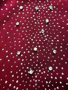 UNITHORSE Women's Stand Collar Sequin Embellished Long Sleeve Fitted Formal Dress - Burgundy - View 9