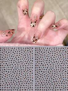 2 Sets Retro Fashionable Leopard Print 3D Nail Stickers, Black And Brown Leopard Print 3D Self-Adhesive Nail Art Decals For Winter - Multicolor - View 2