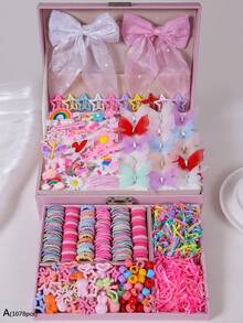 20pcs/Pack Girls' Candy, Star, Flower, Animal, Heart, Rainbow Hair Clips, Cute Side Bangs Clips, Minimalist Bangs Clips, Ponytail Holders, Elastic Hair Ties, Versatile Hair Accessories, Suitable For Daily Use, Gift - Multicolor - View 12