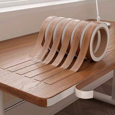 1 pieza 10m/393.7 pulgadas Cinta adhesiva con estampado de madera para bordes, bandas, envoltura para muebles, decoración de paredes, reparación de gabinetes, restauración de muebles, renovación del hogar