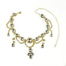 新娘婚礼水晶玻璃仙女流苏头饰，高端风格；欧美风额链水滴发箍 - 彩色 - 查看 6