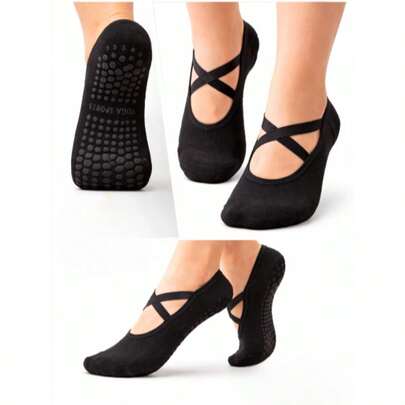 Meia Sapatilha Antiderrapante Feminina Ideal Para Yoga, Pilates  Casual-Confortável    respirável    Macio    Tecido de malha