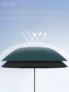 1pc Automatic Umbrella, Thick & Large Folding Umbrella, Dual Use Sunshade & Rain Umbrella, UV Protection For Women & Students - As Shown - View 3