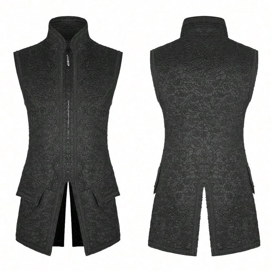 Men Cosplay Clothing - 24178 Vampire Jacquard Vest (Black) - View 1